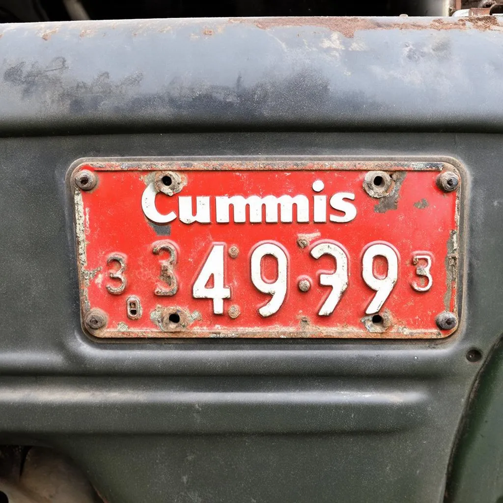 Cummins Engine Serial Number Plate