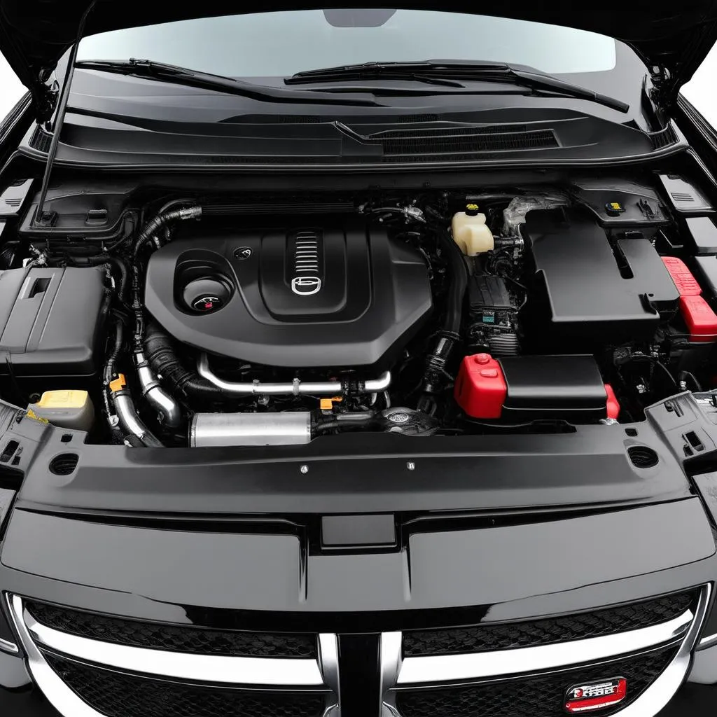 Vue du compartiment moteur d'un Dodge Journey