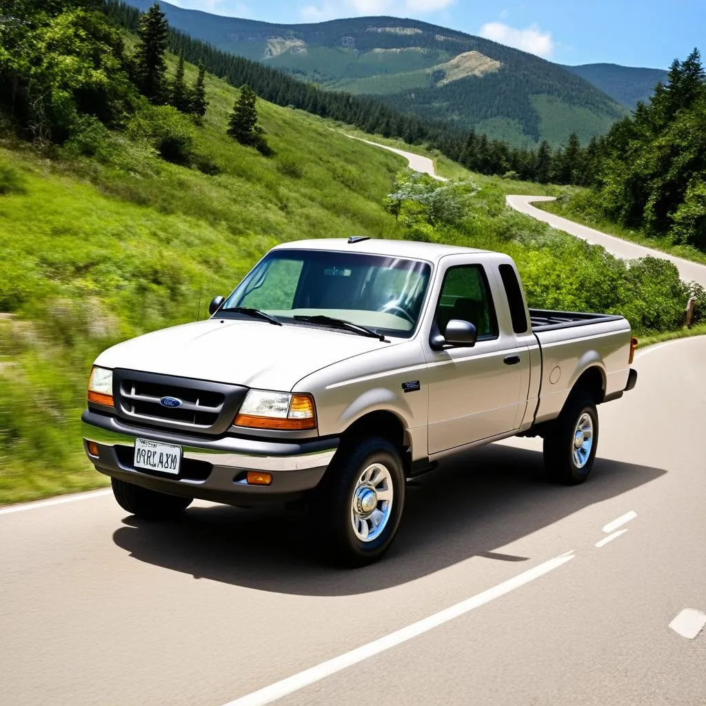 1995 Ford Ranger on the road 