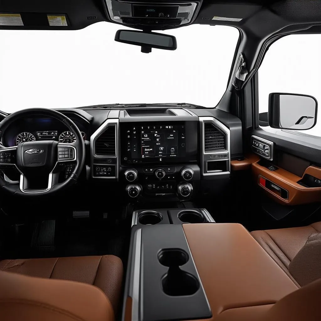 Modern truck interior with advanced technology features