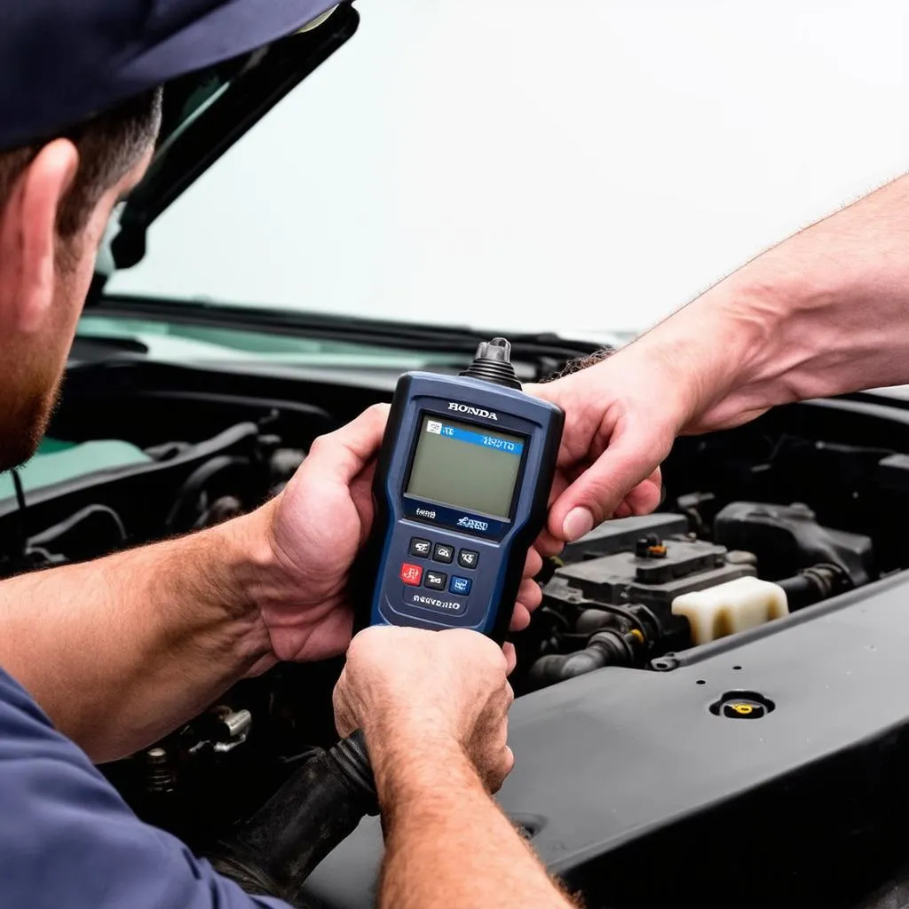 OBD scan tool in use