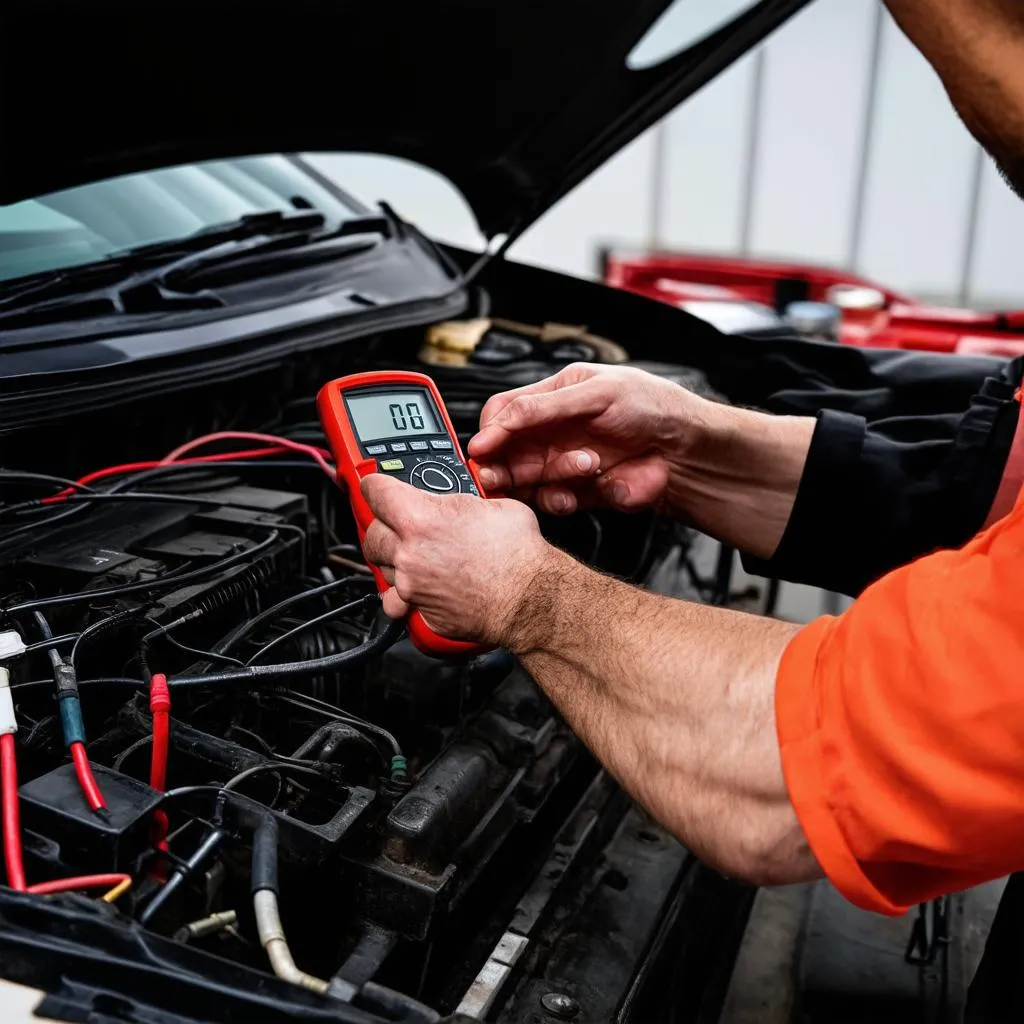 Mécanicien travaillant sur une Mercedes