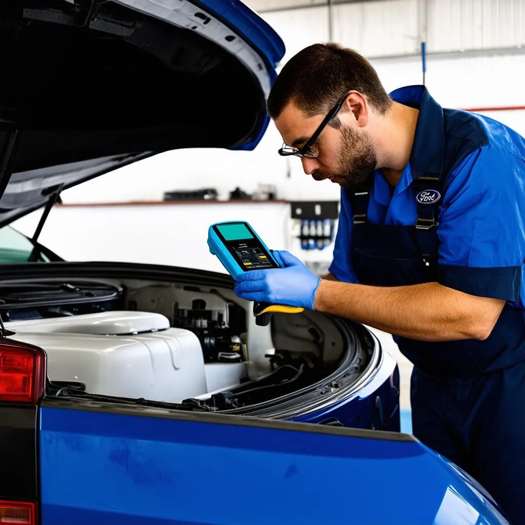 Mécanicien diagnostiquant une voiture