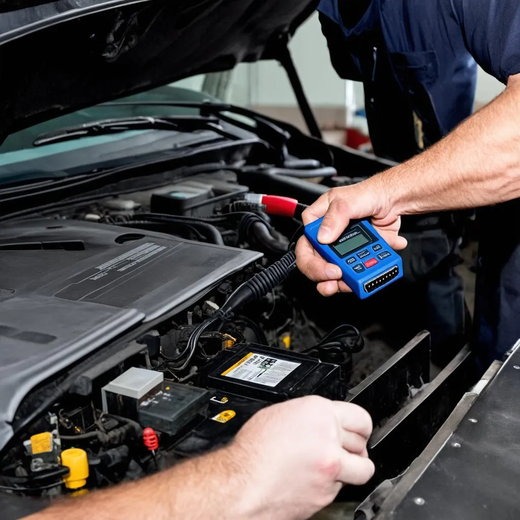 Mécanicien travaillant sur l'électronique automobile