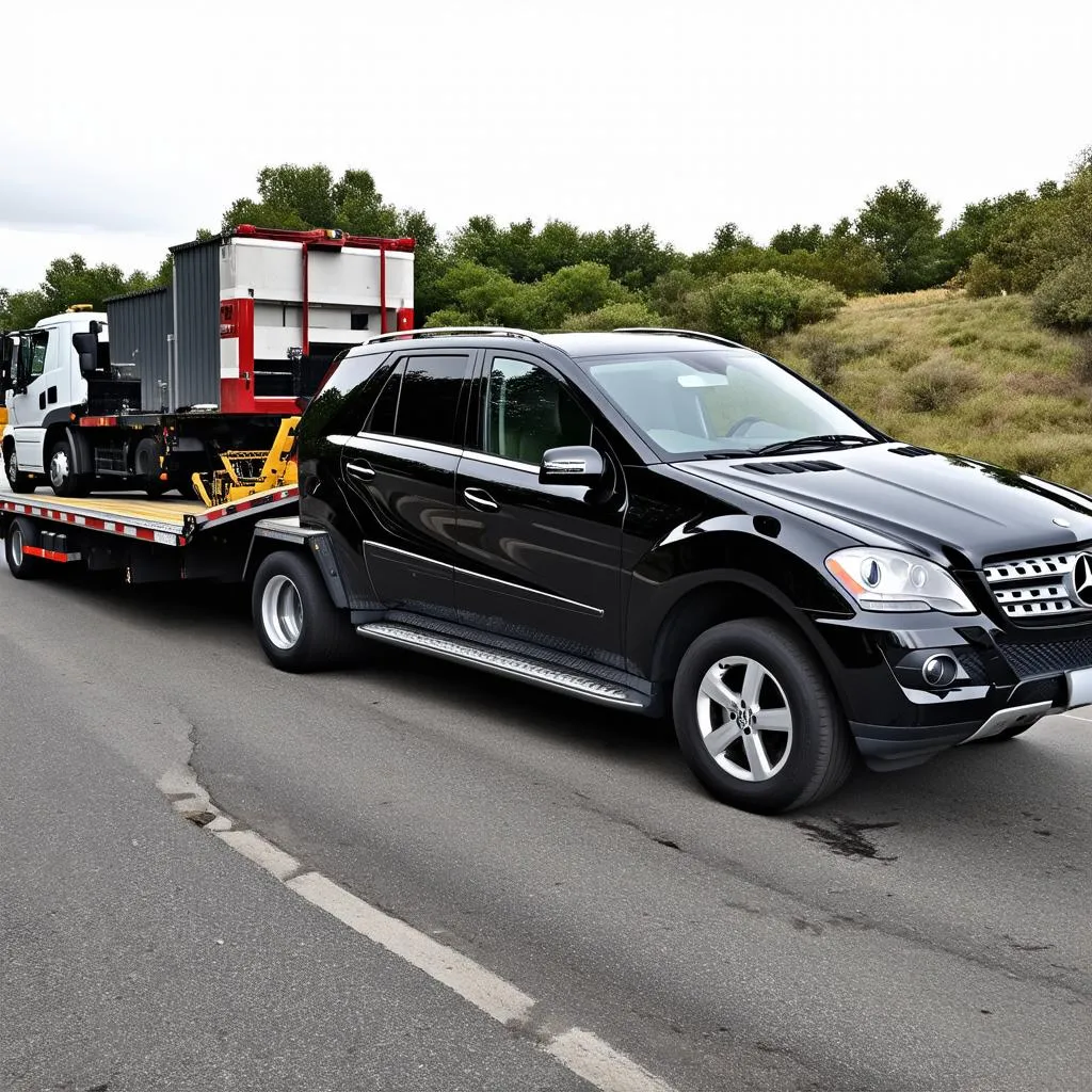 Mercedes ML350 sur une dépanneuse