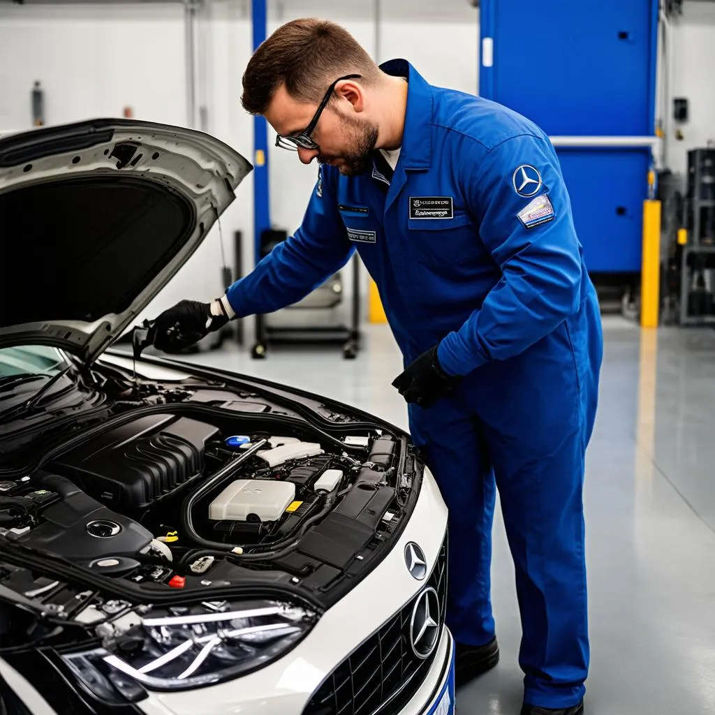 Inspection du moteur Mercedes