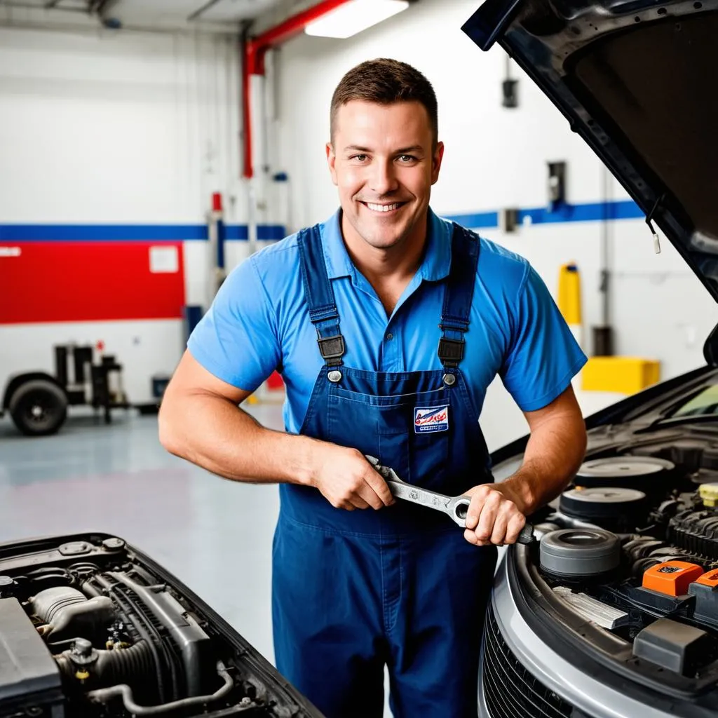 Mécanicien travaillant sur une Toyota