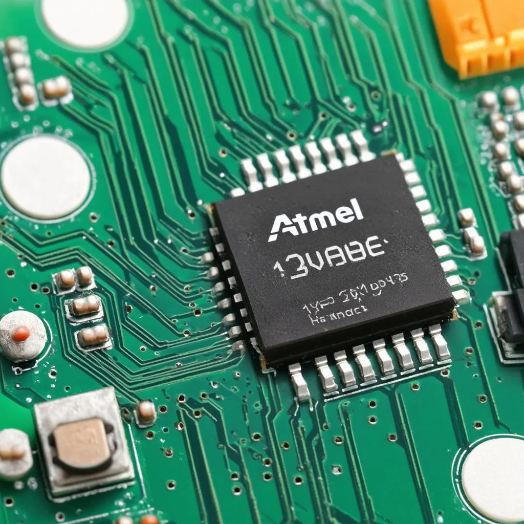 Atmel Microcontroller on Circuit Board