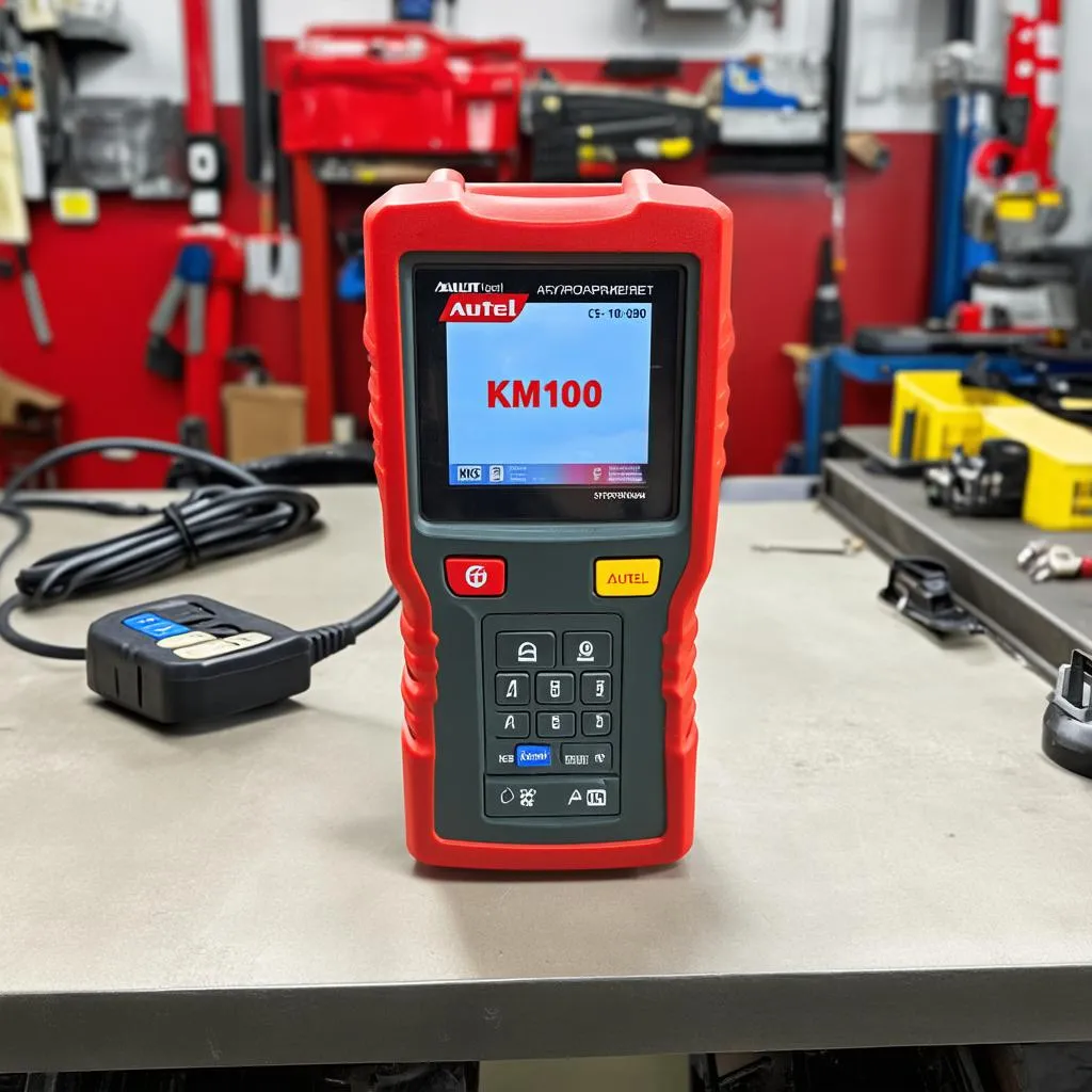 Autel KM100 in a garage