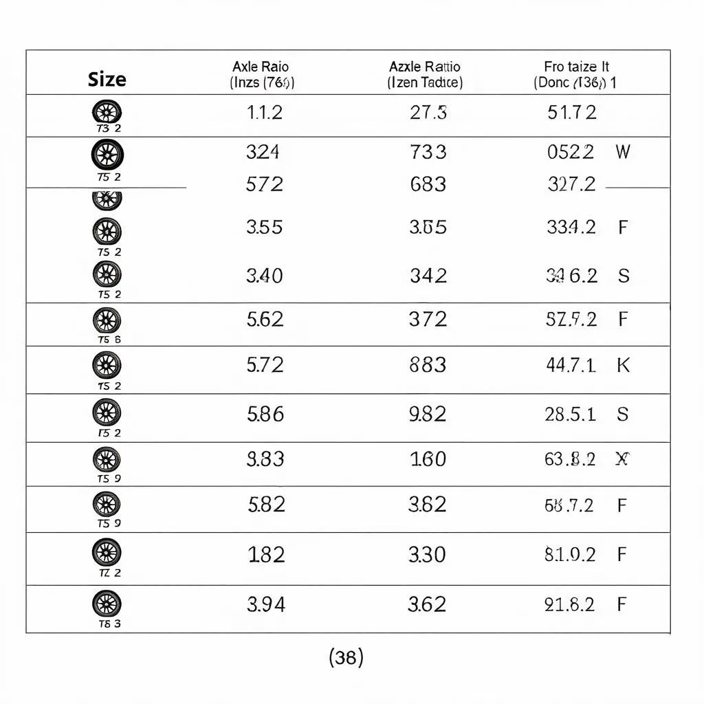 Diagramme du ratio d'essieu et de la taille des pneus