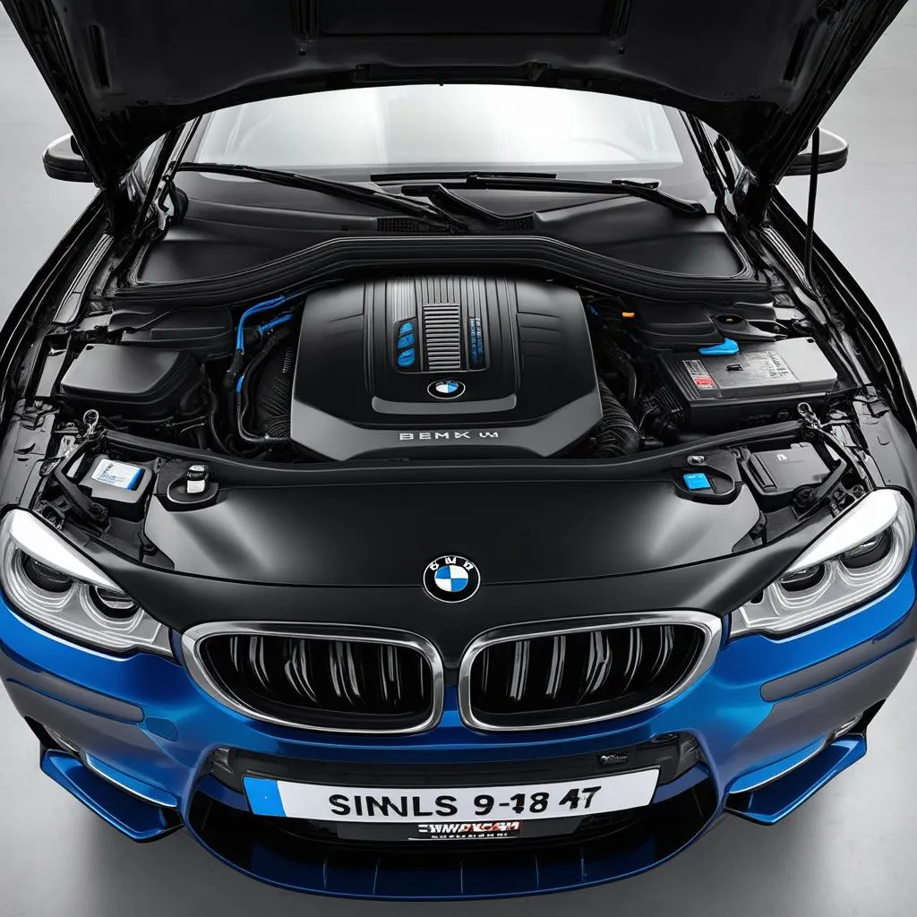 BMW car with hood open