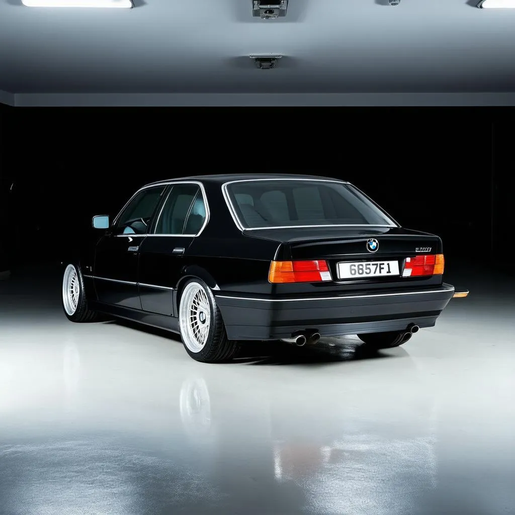 BMW E34 in a garage