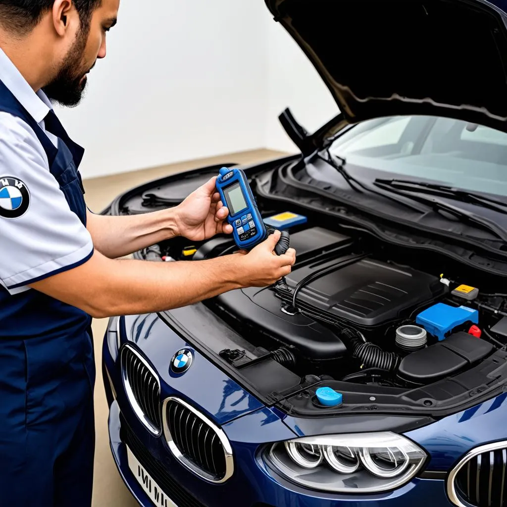 Mechanic Diagnosing BMW