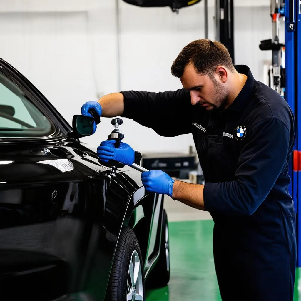 Mécanicien réparant une BMW