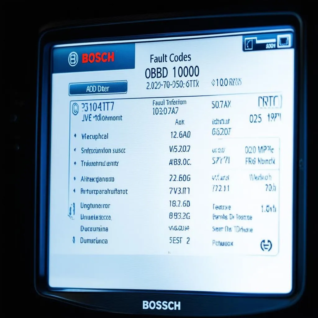 Bosch OBD 1000 screen