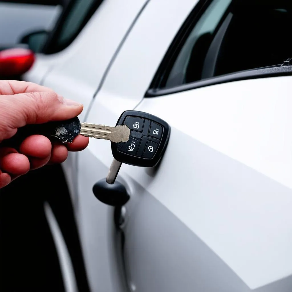 Clé de voiture cassée dans le contact