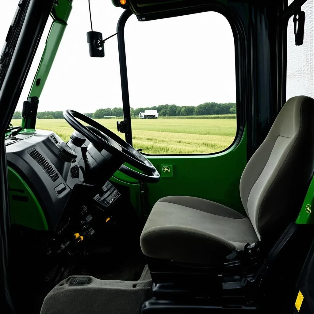 L'intérieur spacieux de la cabine du tracteur John Deere 8530T