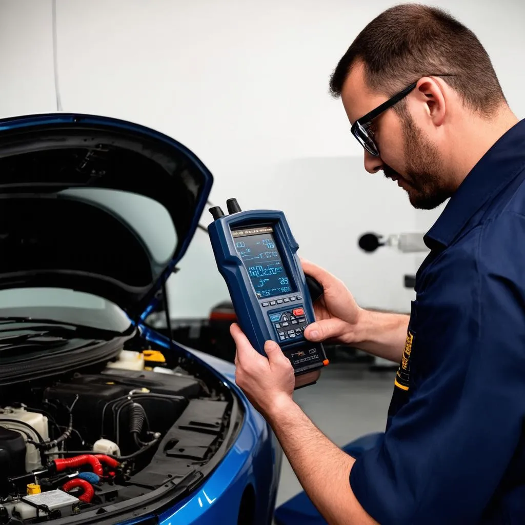 Mechanic Using Oscilloscope