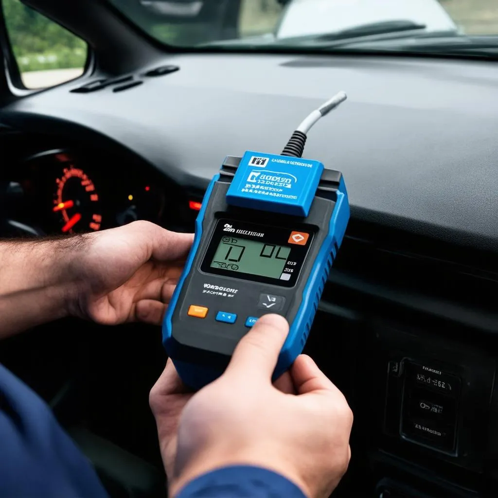 Outil de diagnostic automobile branché sur une voiture