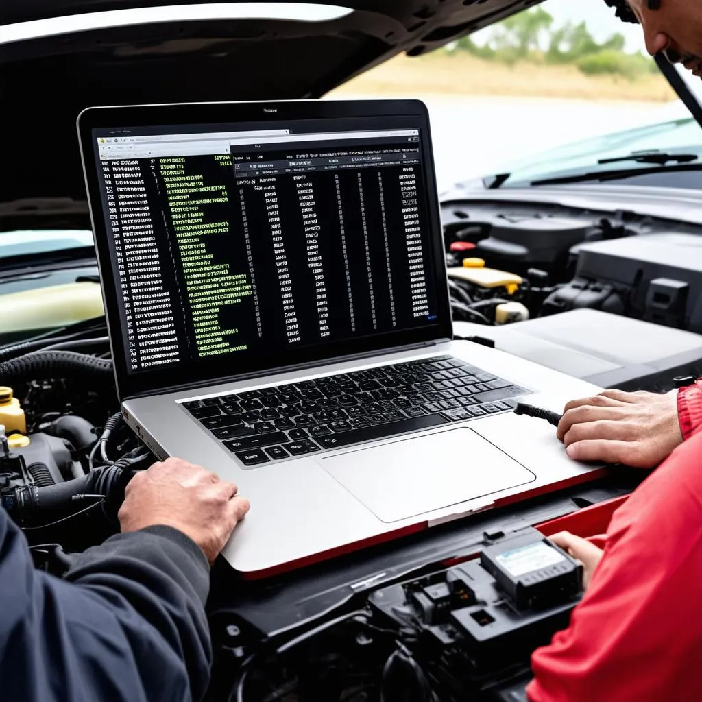 Car diagnostics with a laptop and software