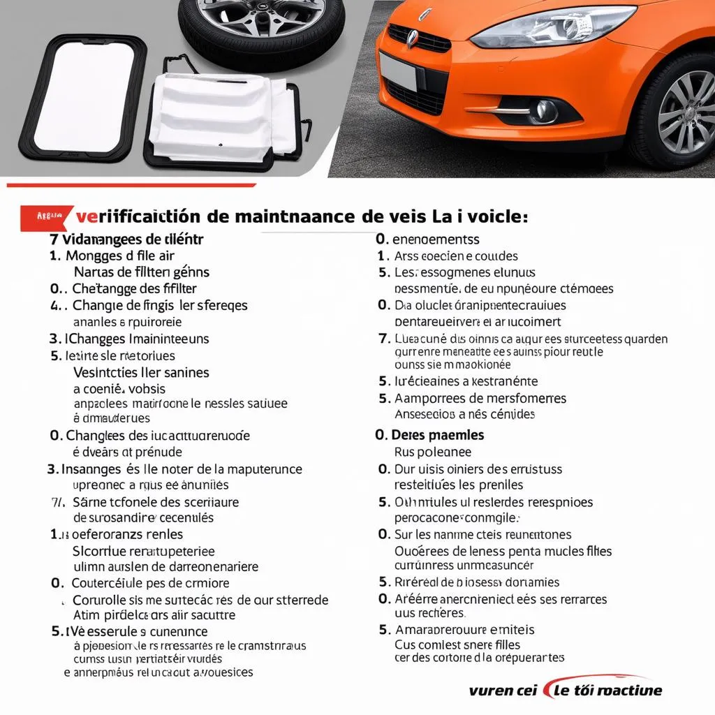 Liste de vérification de la maintenance de la voiture