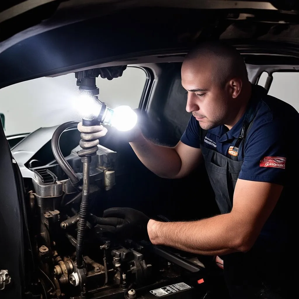 Mécanicien automobile inspectant un siège