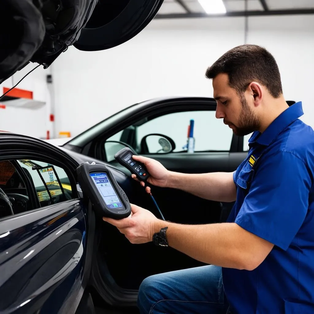 car mechanic repairing a car