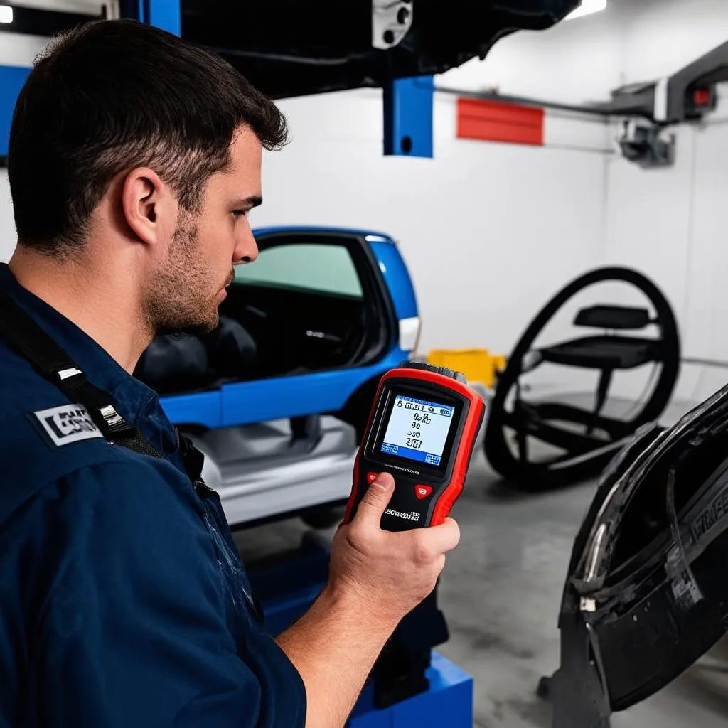 Mechanic Using OBD Scanner