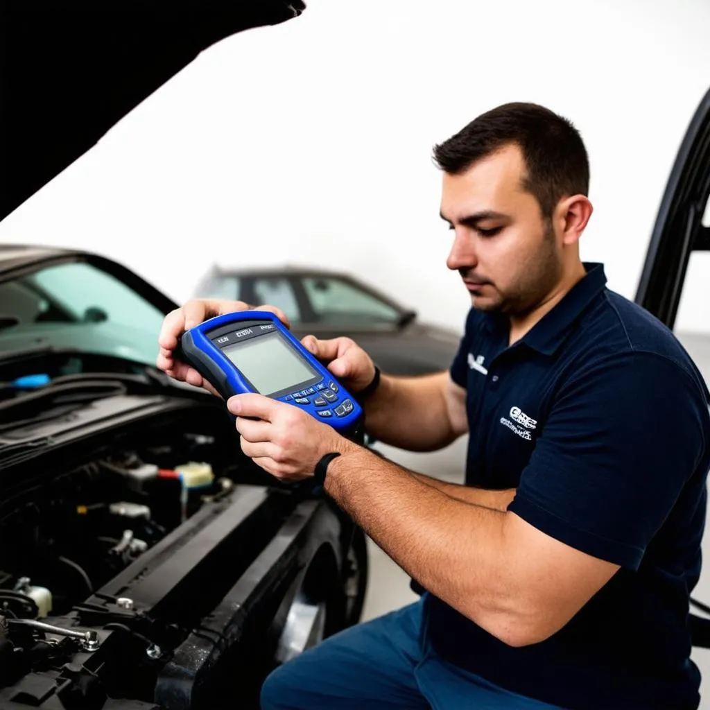 Car Mechanic Using Scanner