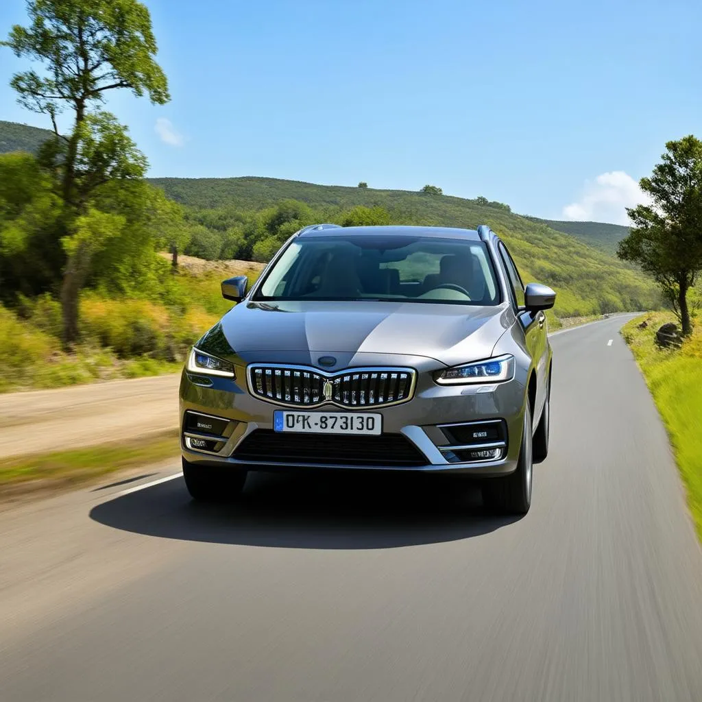 Car driving on scenic road