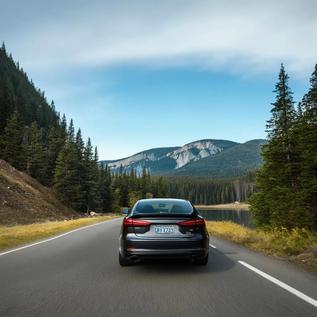 Voiture sur une route panoramique