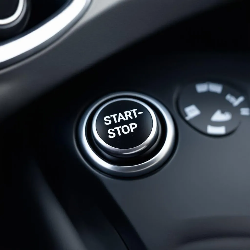 Start-Stop button on a car dashboard