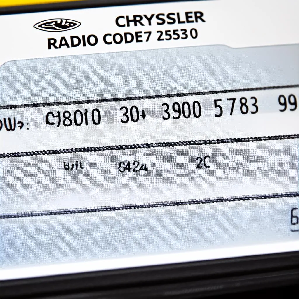 Chrysler Radio Code Card