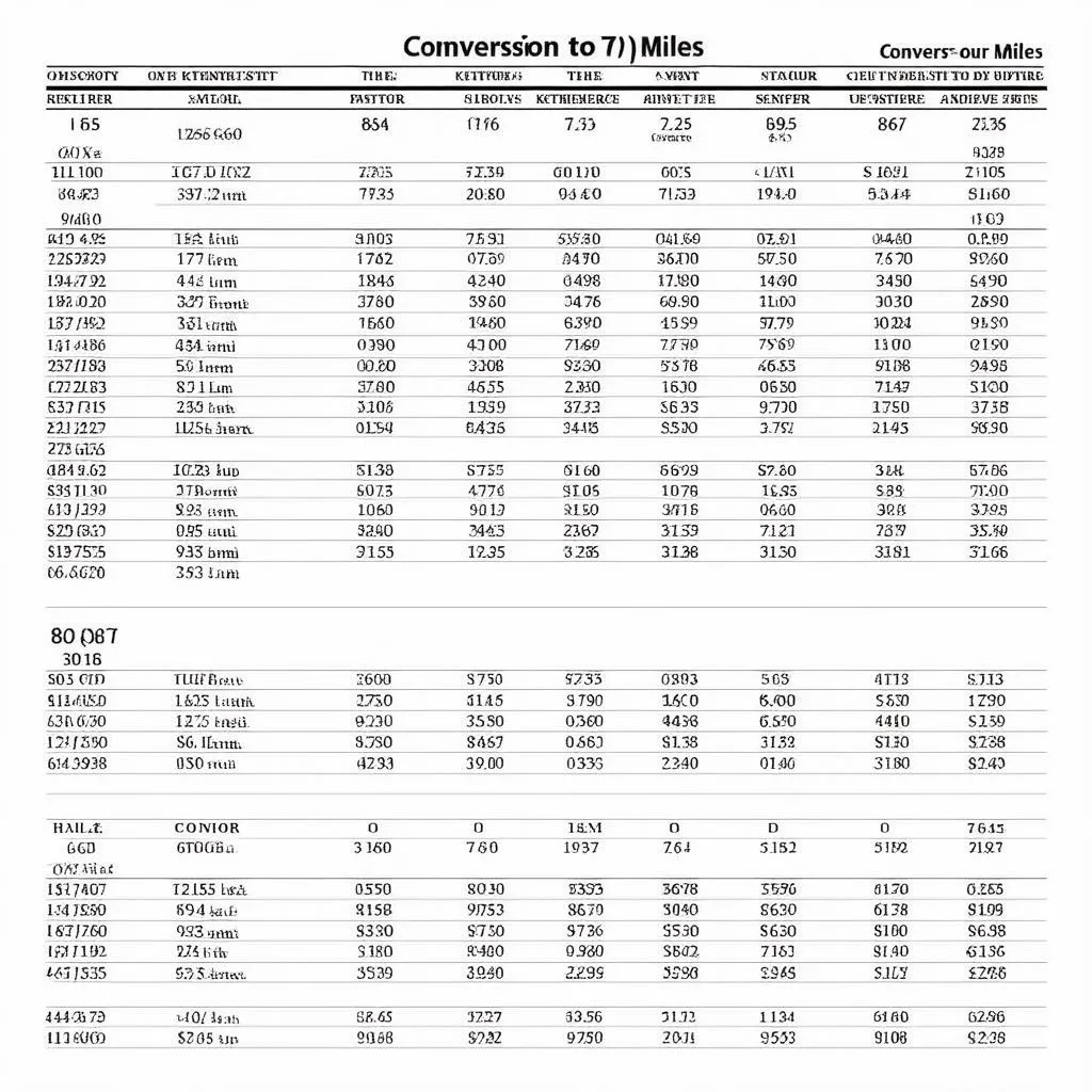 Tableau de conversion km en miles