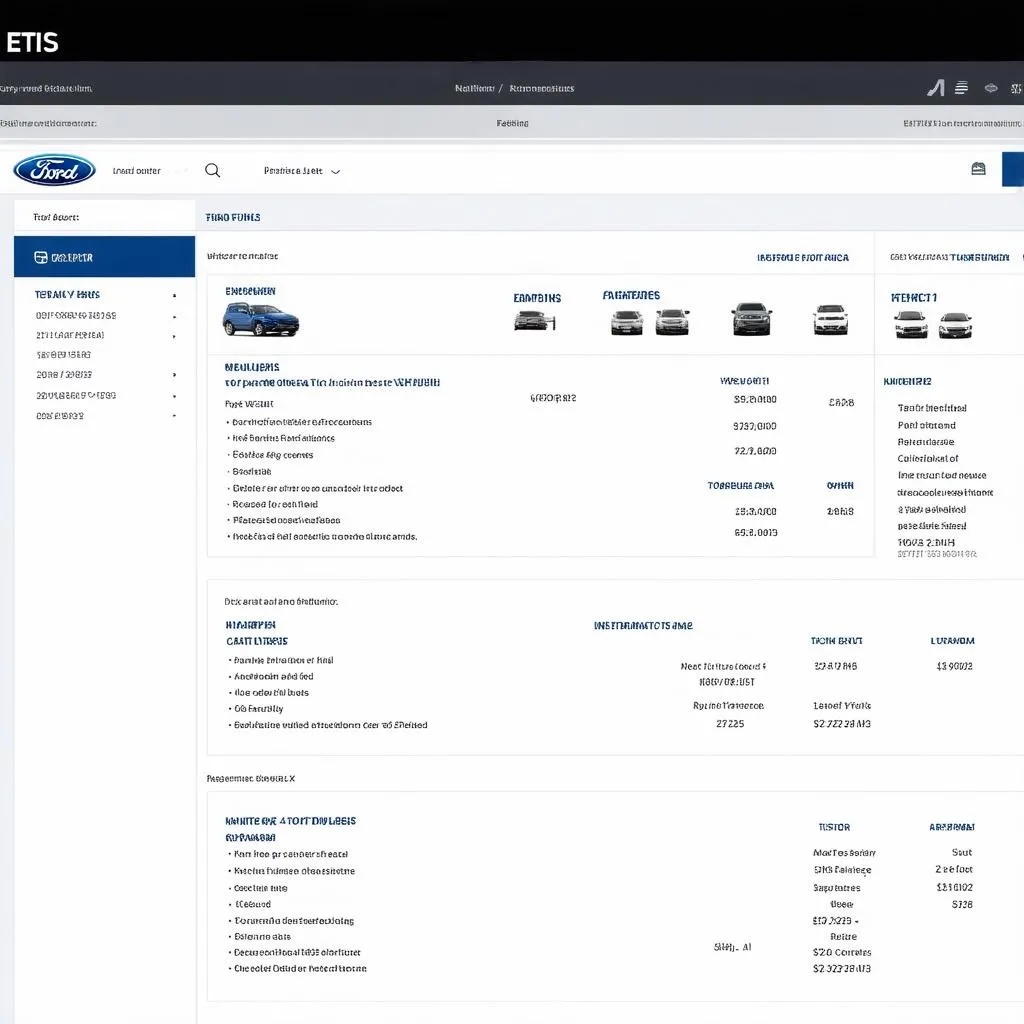 Tableau de bord ETIS Ford