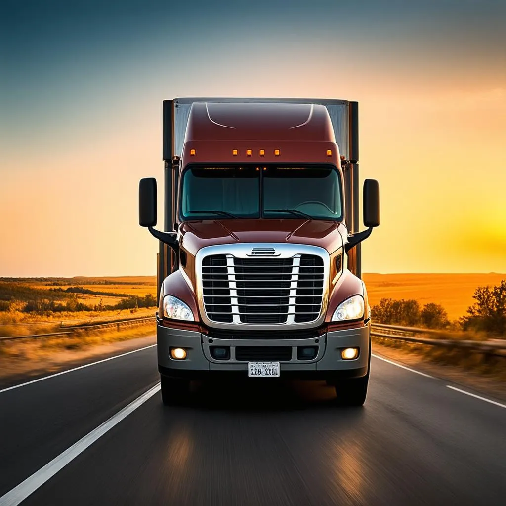 Freightliner Truck on the road