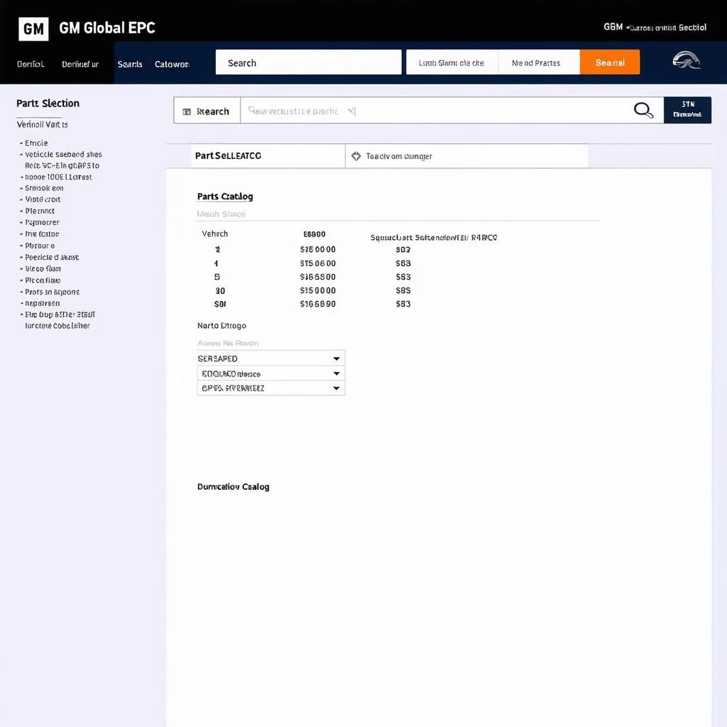 Interface utilisateur du GM Global EPC