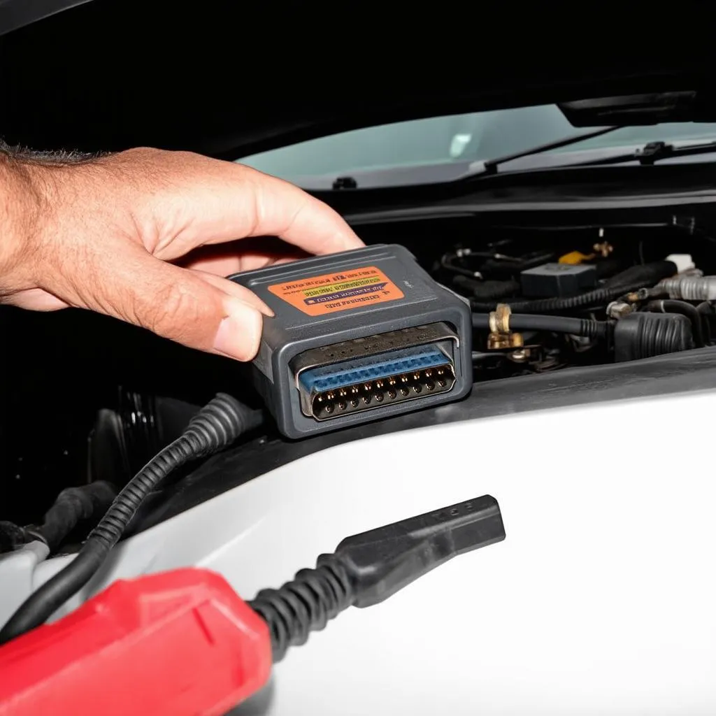 Homme utilisant un outil de diagnostic OBD