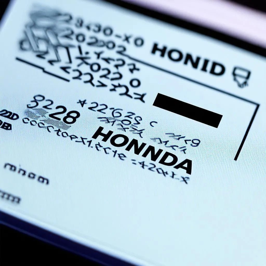 Honda Radio Code Card