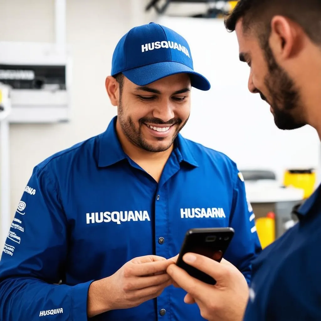 Mechanic assisting customer via Whatsapp