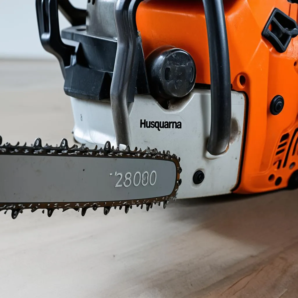 Husqvarna chainsaw with serial number highlighted