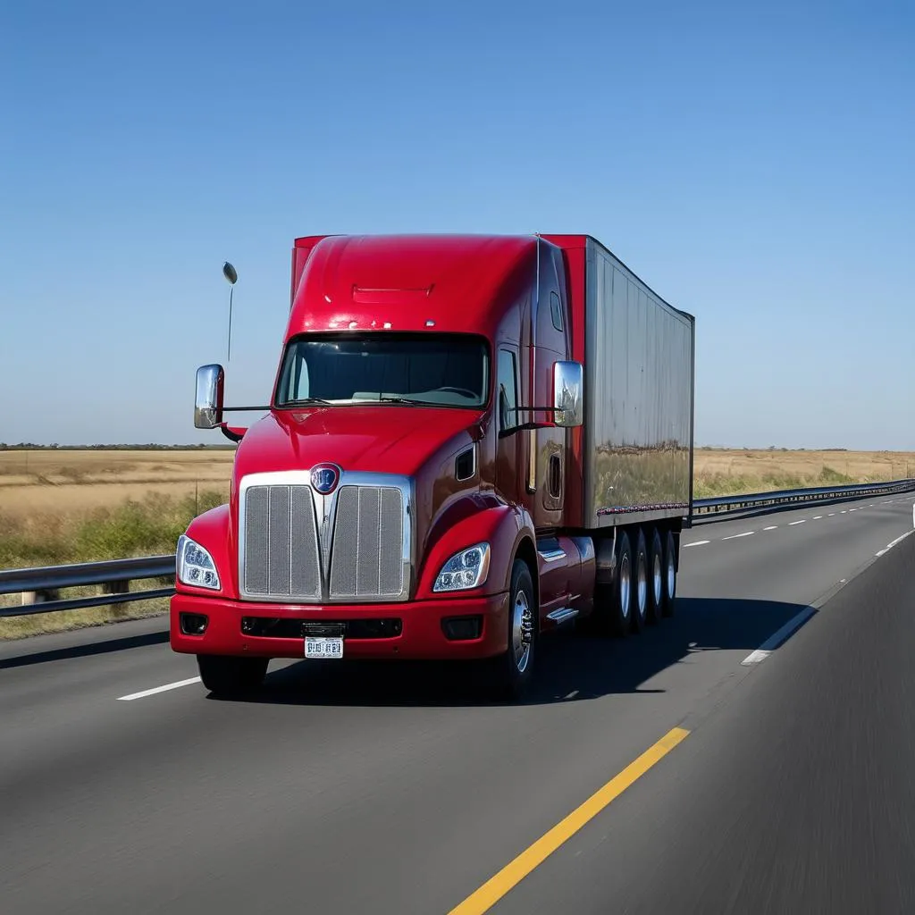 Kenworth truck on highway with adaptive cruise control