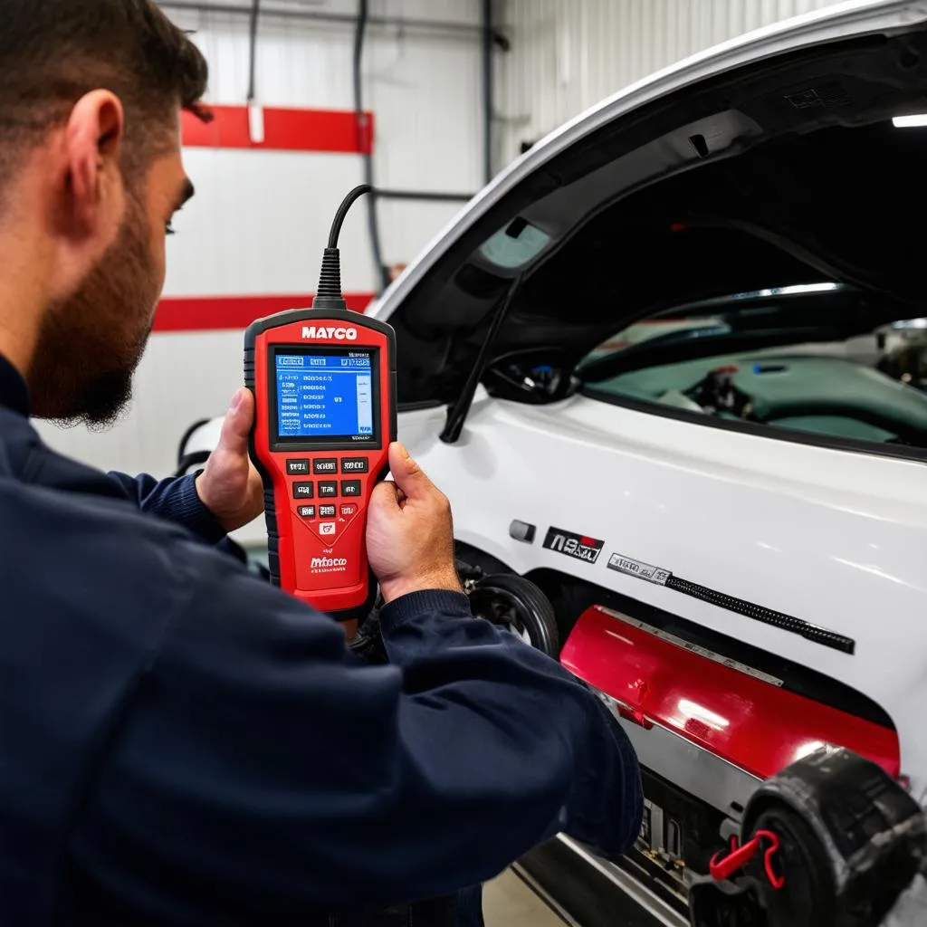 Mechanic using Matco Diagnostic Tool