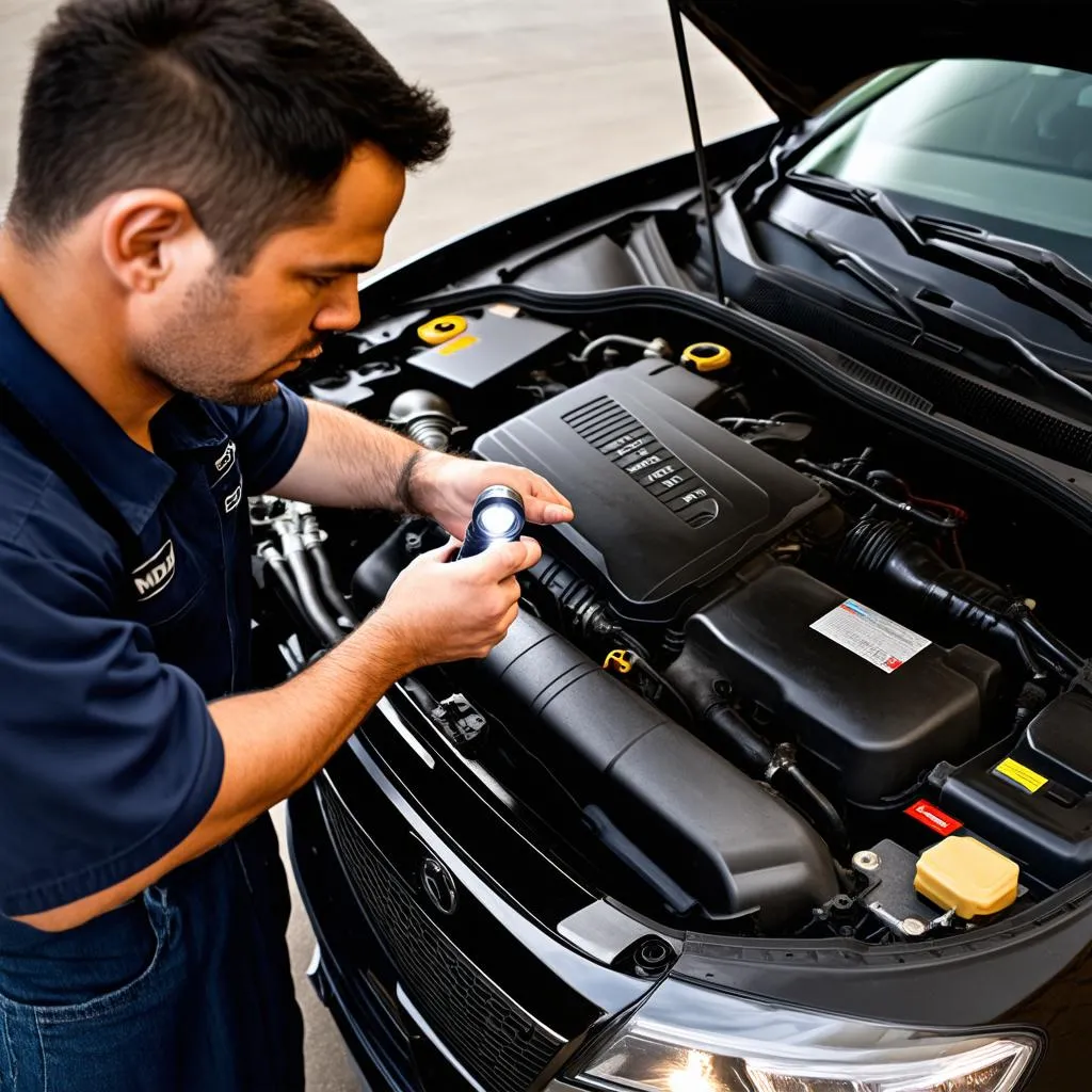 Inspection du moteur d'une Mazda 6