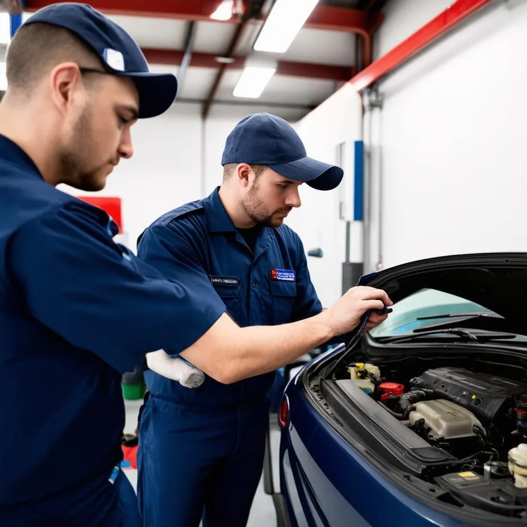 mécanicien diagnostiquer voiture ordinateur