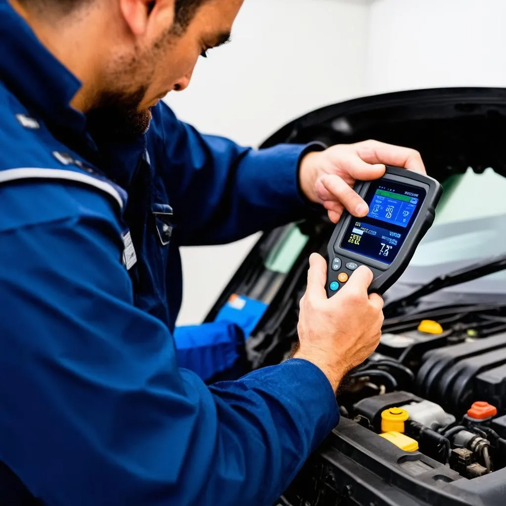 Mechanic Checking Car Diagnostics