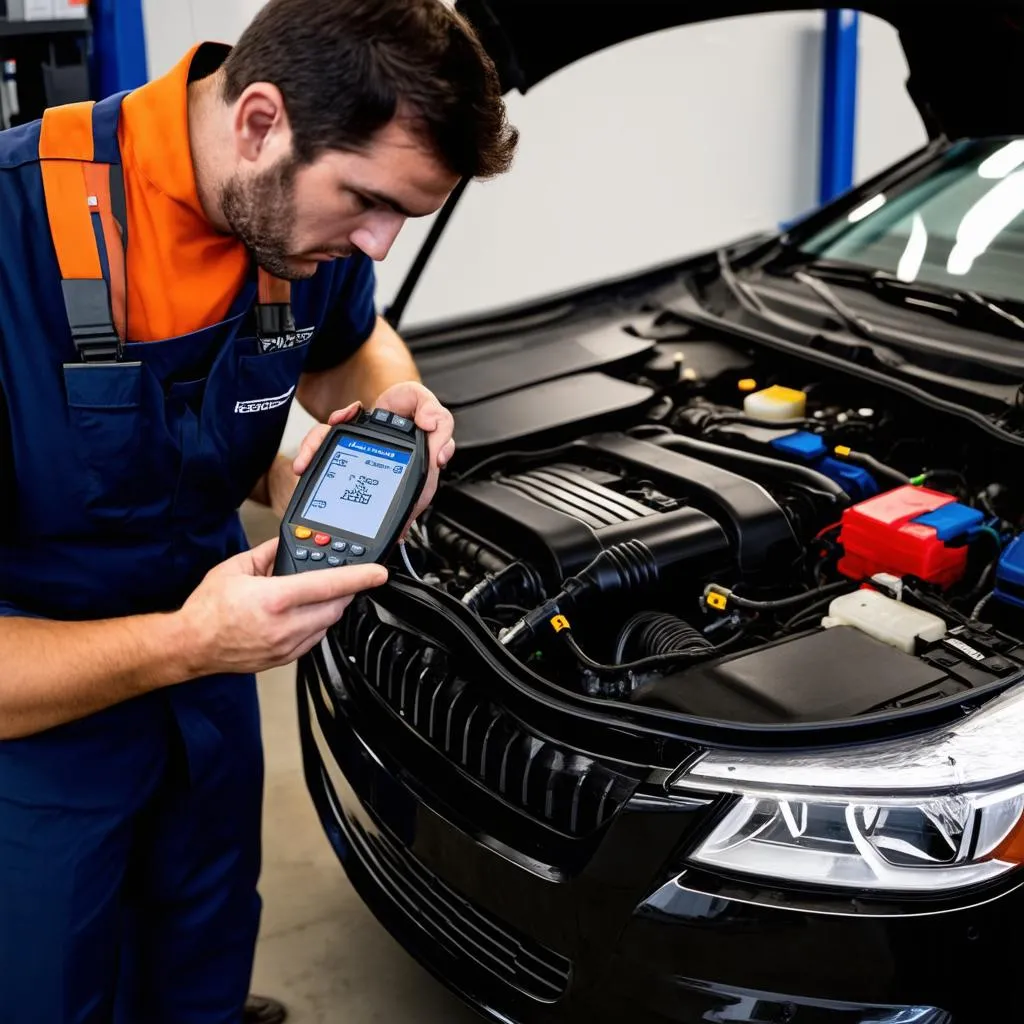 Mécanicien diagnostique une voiture