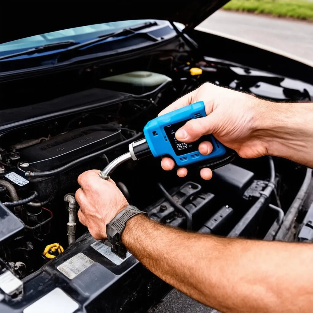 Mécanicien diagnostiquant un problème de voiture