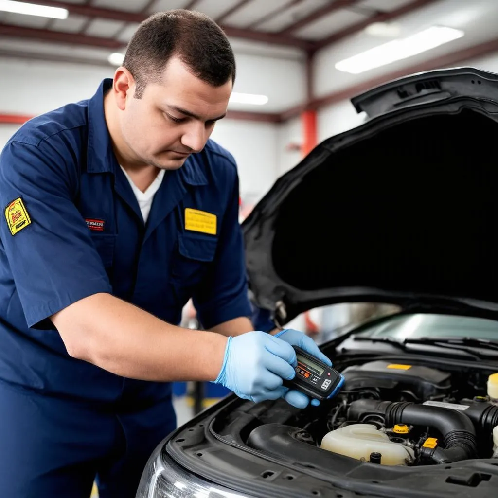 Mécanicien inspectant le moteur d'une voiture