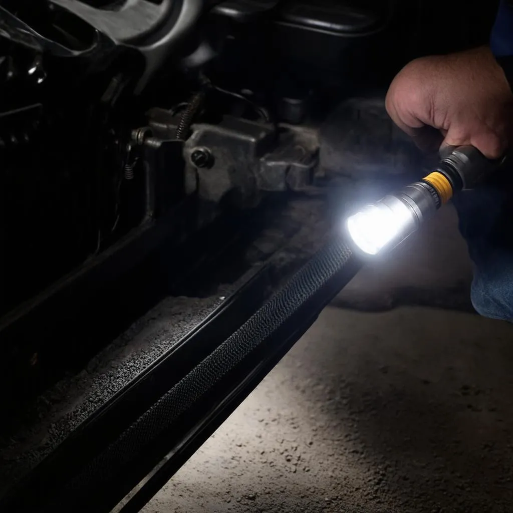 Mechanic Inspecting Ground Strap